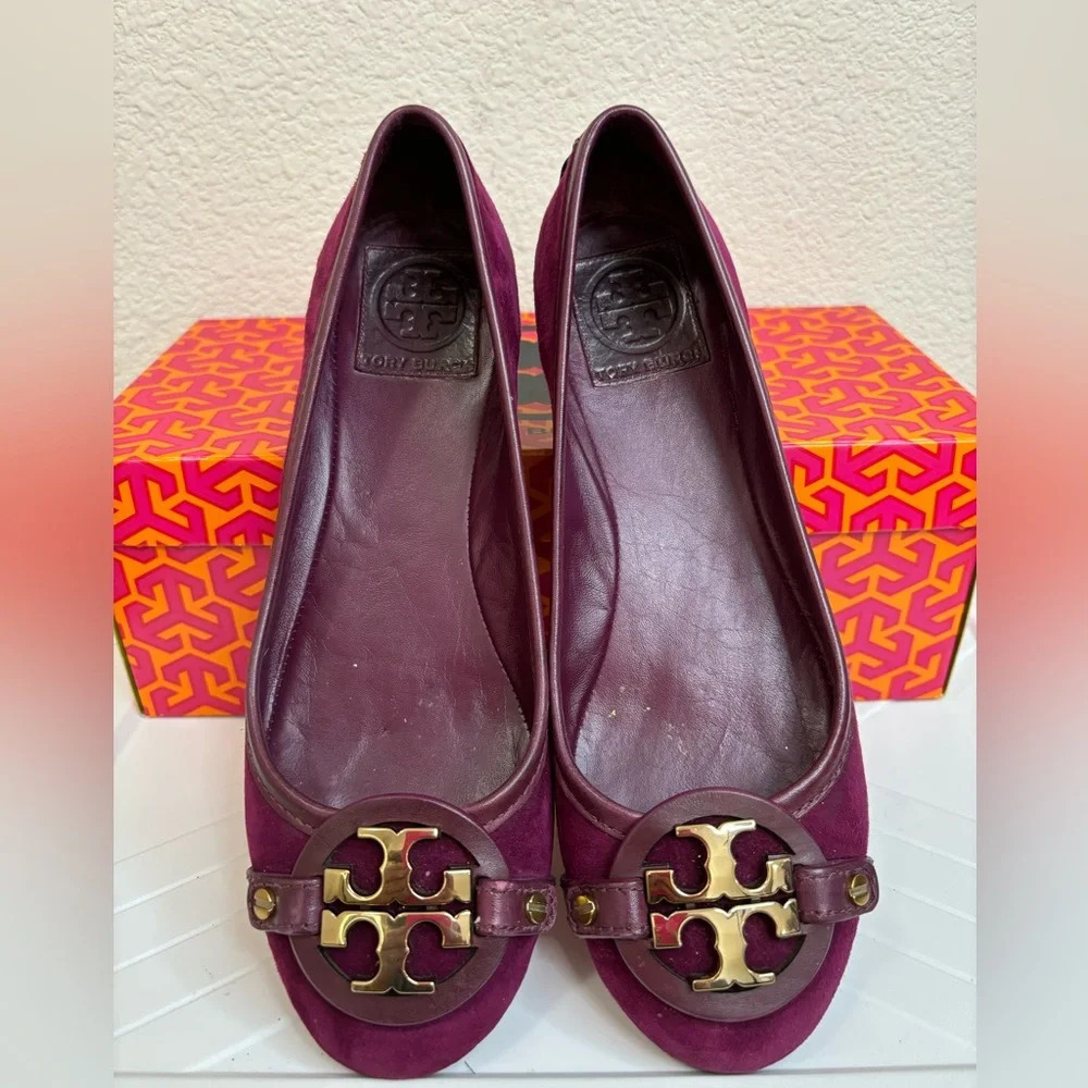 Tory Burch Aaden Flats in Red Wine - Picture 1 of 16